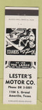 Matchbook Cover - Lester's Motor Auto Repair Amarillo TX