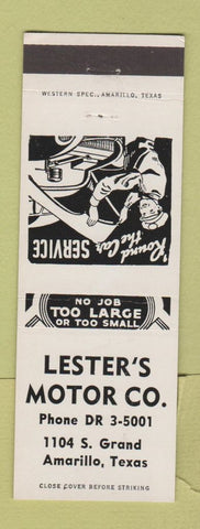 Matchbook Cover - Lester's Motor Auto Repair Amarillo TX