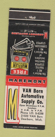 Matchbook Cover - Maremont Mufflers Van Born Auto Parts Dearborn MI