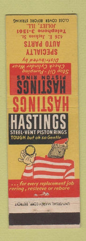 Matchbook Cover - Hastings Piston Rings Joliet IL