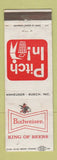 Matchbook Cover - Budweiser Beer Anti Litter WEAR
