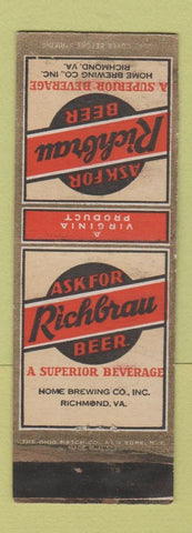 Matchbook Cover - Richbrau Beer Richmond VA WEAR