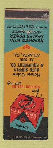 Matchbook Cover - Sealed Power Piston Rings Atlanta GA Homer Coker