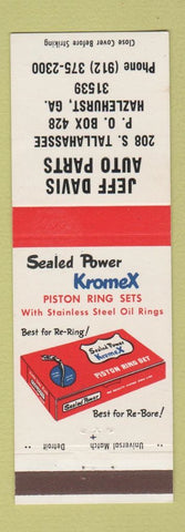 Matchbook Cover - Sealed Power Piston Rings Jeff Davis Auto Parts Hazlehurst GA