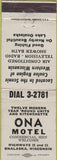 Matchbook Cover - Ona Motel Onalaska WI