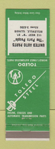 Matchbook Cover - Toledo Steel United Auto Parts Belleville IL