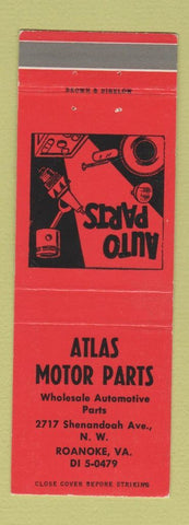 Matchbook Cover - Atlas Motor auto Parts Roanoke VA
