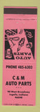 Matchbook Cover - C&M Auto Parts Ingalls IN
