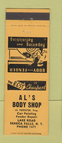 Matchbook Cover - Al's Body Shop Seneca Falls NY