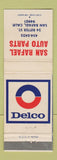 Matchbook Cover - Delco San Rafael Auto Parts CA