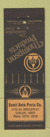 Matchbook Cover - Thompson Auto Parts Scutt Lorain OH