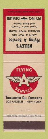 Matchbook Cover - Flying A ooil gas Kelley's Bangor ME
