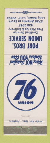 Matchbook Cover - Union 76 oil gas Port Bros Long Beach CA
