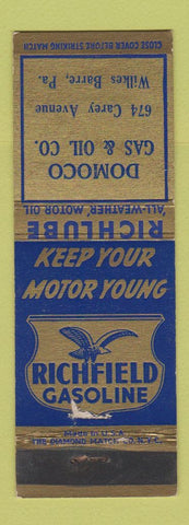 Matchbook Cover - Richfield oil gas Domoco Wilkes Barre PA