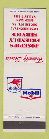 Matchbook Cover - Mobil oil gas Joseph's Grosse Pointe Park MI