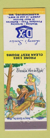 Matchbook Cover - Lowry's DX oil gas Warrensburg MO hillbilly