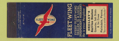 Matchbook Cover - Fleet Wing oil gas Shelley's Palmdale PA