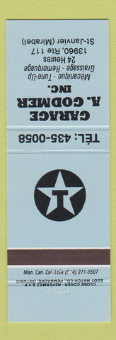 Matchbook Cover - Garage A Godmer Texaco oil gas St Janvier Mirabel QC