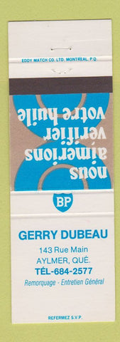 Matchbook Cover - Gerry Dubeau BP oil gas Aylmer QC