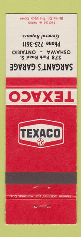 Matchbook Cover - Texaco oil gas Sargant's Garage Oshawa ON