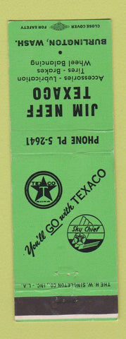 Matchbook Cover - Texaco oil gas Jim Neff Burlington WA