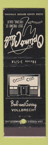 Matchbook Cover - Optimo Club Fresno CA