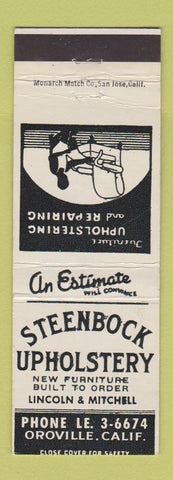 Matchbook Cover - Steenbock Upholstery Oroville CA