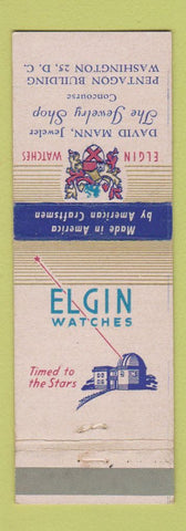 Matchbook Cover - Elgin Watches David Mann Jewelry Washington DC