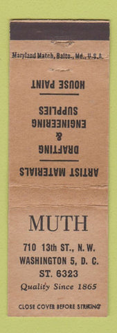 Matchbook Cover - Muth Art Supply Drafting Washington DC