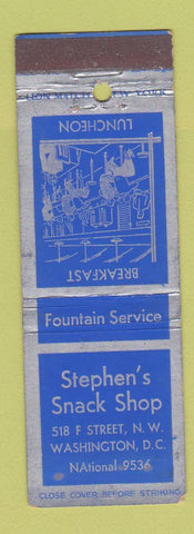 Matchbook Cover - Stephen's Snack Shop Washington DC
