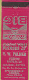 Matchbook Cover - RW Palmer Building Contractor Springerville AZ