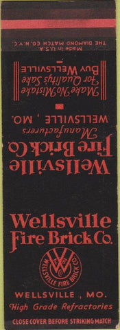 Matchbook Cover - Wellsville Fire Brick Co MO SAMPLE