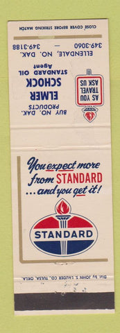 Matchbook Cover - Standard oil gas Elmer Schock Ellendale ND