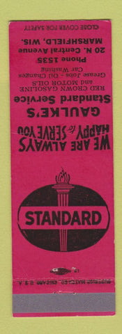 Matchbook Cover - Gaulke's Standard oil gas Red Crown Marshfield WI