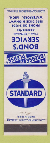 Matchbook Cover - Bond's Standard oil gas Waterford MI