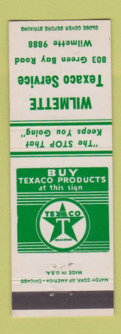 Matchbook Cover - Texaco oil gas Wilmette IL