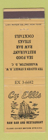 Matchbook Cover - Cy Ellis Raw Bar Restaurant Washington DC