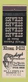 Matchbook Cover - Parchey's Restaurant Steak Washington DC