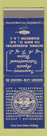 Matchbook Cover - International Union Insurance Washington DC