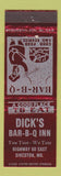 Matchbook Cover - Dick's BBQ Inn Sikeston MO