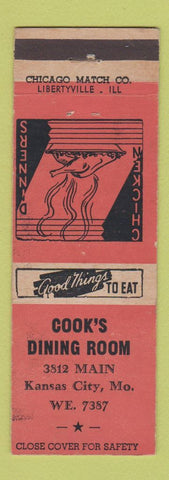 Matchbook Cover - Cook's Dining Room Kansas City MO