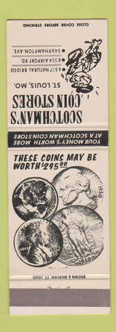 Matchbook Cover - Scotchman's Coin Stores St Louis MO
