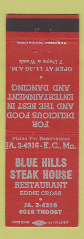Matchbook Cover - Blue Hills Steak House Kansas City MO