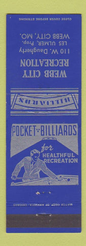 Matchbook Cover - Webb City MO Recreation billiards