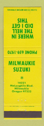 Matchbook Cover - Milwaukie Suzuki Motorcycles Milwaukie OR