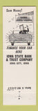 Matchbook Cover - Iowa State Bank Trust Iowa City IA