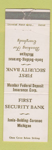 Matchbook Cover - First Security Bank Ionia Belding Saranac MI WEAR