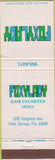 Matchbook Cover - Foxylady Hair Stylist Palm Springs FL
