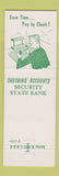 Matchbook Cover - Security State Bank Starkville MS