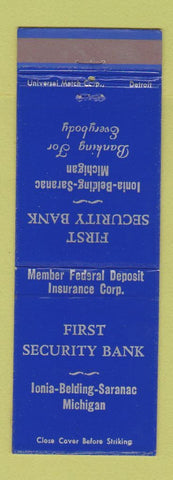 Matchbook Cover - First Security Bank Ionia Belding Saranac MI